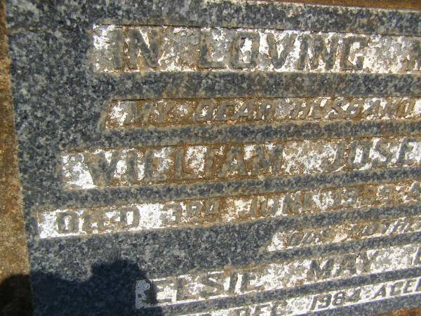 William Joseph CROSS,  | husband father,  | died 3 June 1969 aged 70 years;  | Elsie May CROSS,  | mother,  | died 3 Dec 1984 aged 74 years;  | Yarraman cemetery, Toowoomba Regional Council  | 